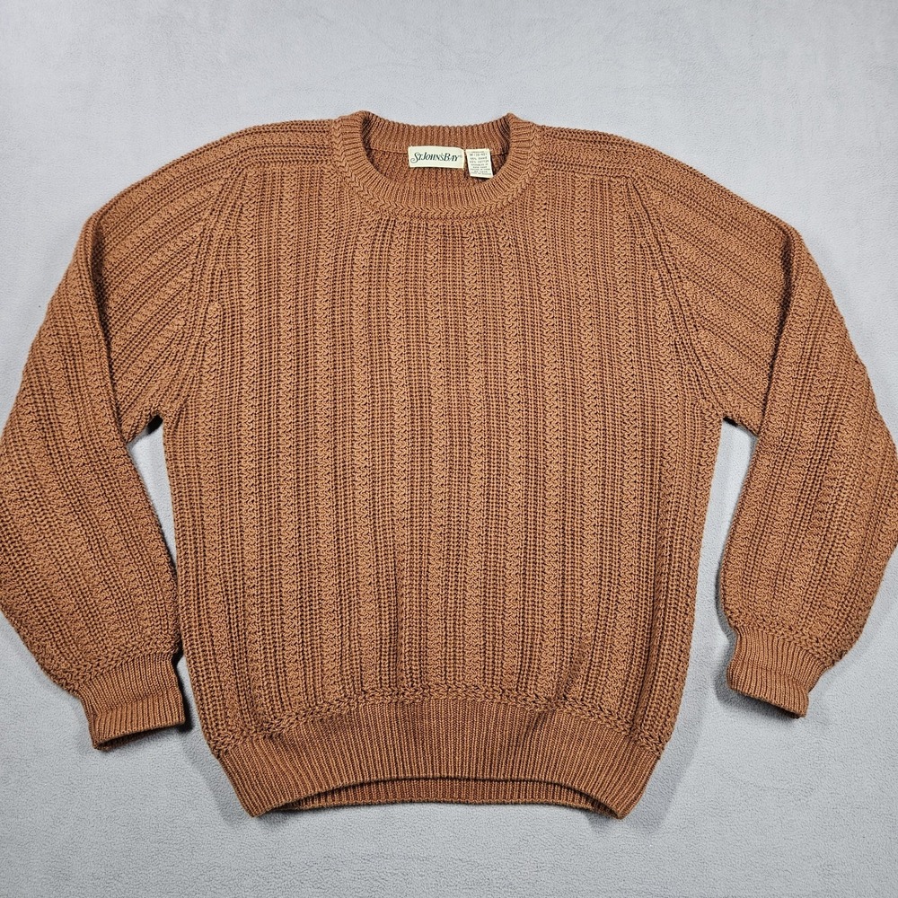 VTG St Johns Bay Sweater Mens Medium Brown Grandpa Grunge 90s Streetwear